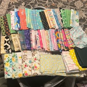 Big lot of fat quarters and yards of fabric for quilting sewing crafts fashion